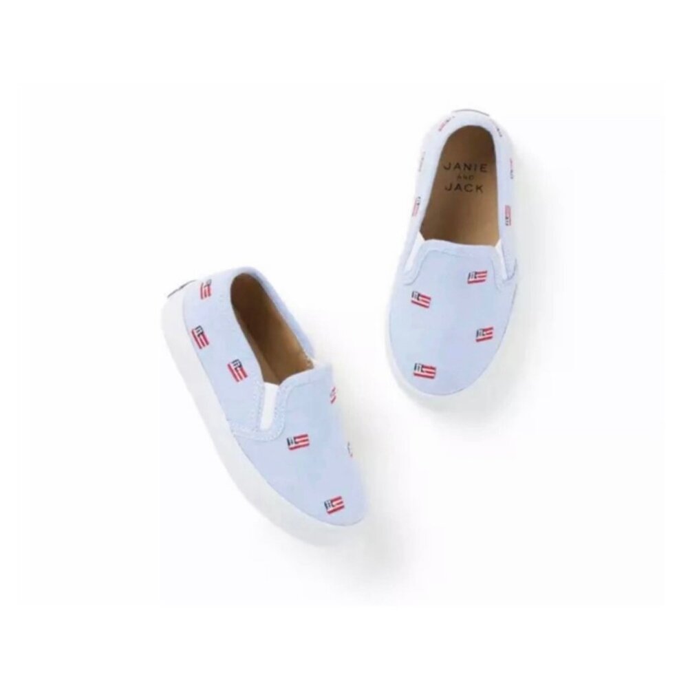 Janie And Jack Embroidered American Flag SLIP ON Sneaker Size 5